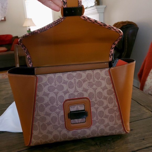 LAST CHANCE❗RARE Coach Courier Colorblock Genuine Snakeskin Crossbody - Picture 13 of 16